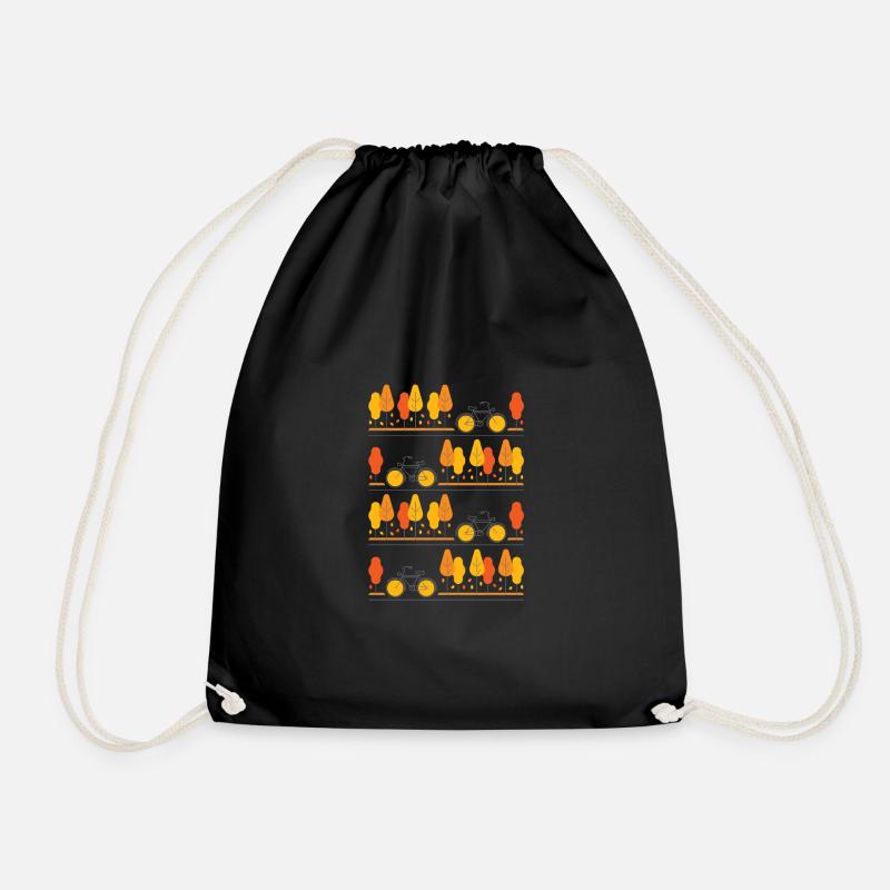 Cycling through autumn (grey lines) - Drawstring Bag - black