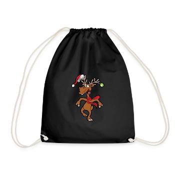 Funny reindeer - Drawstring Bag - black - Front