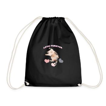 Love forever paw cat cat love cat lover - Drawstring Bag - black - Front