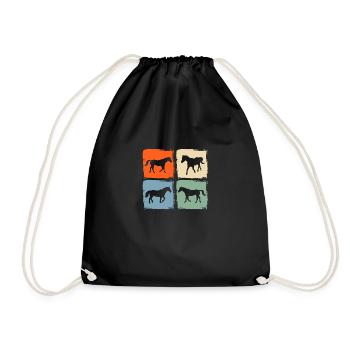 Reiten Pferd - Turnbeutel - Schwarz - Vorne