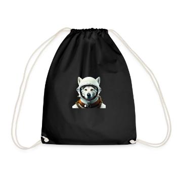 Weißer Schäferhund als Astronaut - Turnbeutel - Schwarz - Vorne