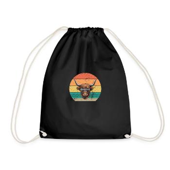 Cow Cattle Highland Cattle - Drawstring Bag - black - Front