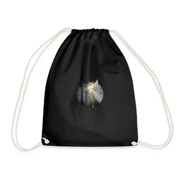 Nature Wolf Outdoor Nature Forest Wilderness - Drawstring Bag - black - Front