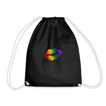 LGBT Kiss Gay Pride Love Rainbow CSD - Drawstring Bag - black - Front