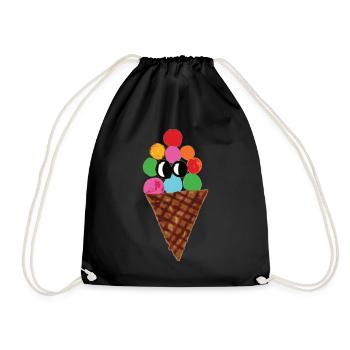 Bunte Eistüte Pop Art - Turnbeutel - Schwarz - Vorne