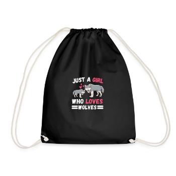 Predator Forest Animal Lovers Girl Gift Wolf - Drawstring Bag - black - Front