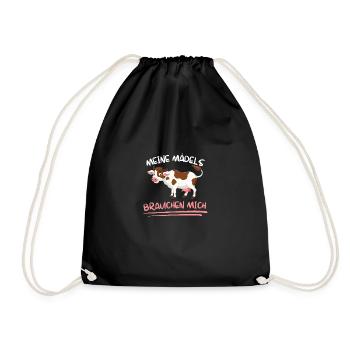 Kuh Bauer Mädels Bauernhof Tier Geschenk Kuh - Turnbeutel - Schwarz - Vorne