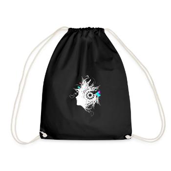 Woman with butterflies art motif white - Drawstring Bag - black - Front
