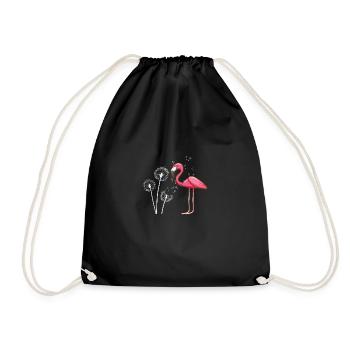 Exotic Animal Gift Dandelion Pink Flamingo - Drawstring Bag - black - Front