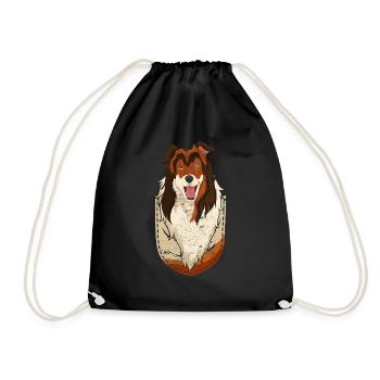 Dog Lover Dog Chest Bag Gift Collie - Drawstring Bag - black - Front