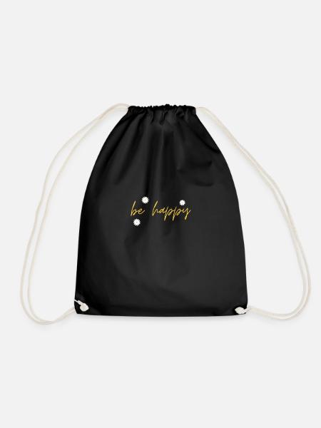 Be Happy - Drawstring Bag - black