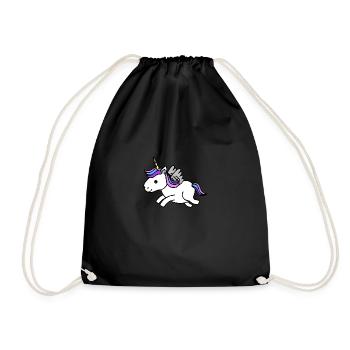 Unicorn Unicorn Mythical Creature Cartoon - Drawstring Bag - black - Front