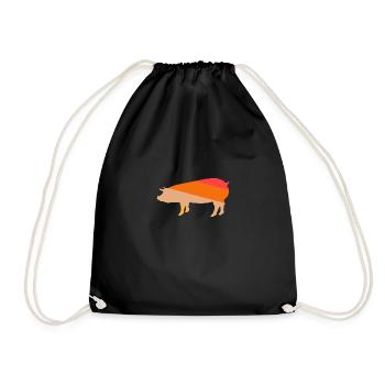 Schwein - Turnbeutel - Schwarz - Vorne