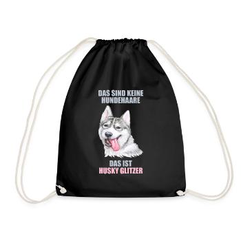 Husky Glitzer Hundehalter Hundehaare - Turnbeutel - Schwarz - Vorne