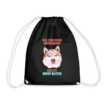 Husky Glitzer Hundehalter Hundehaare - Turnbeutel - Schwarz - Vorne