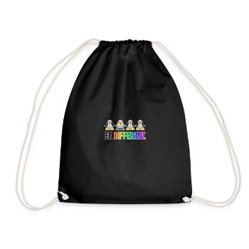 Be Different LGBT Pinguin Gay Pride CSD Cartoon - Turnbeutel - Schwarz - Vorne