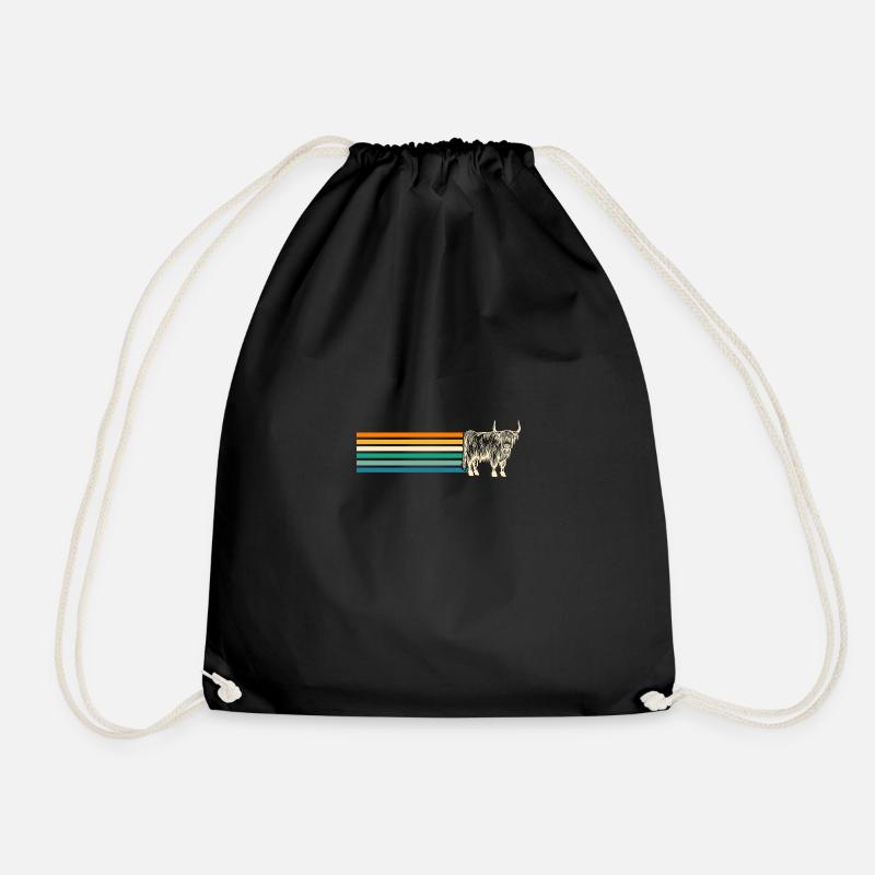 Cow Cattle Highland Cattle - Drawstring Bag - black