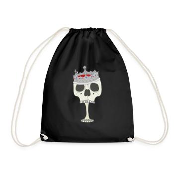 Skull-shaped calyx with crown - Drawstring Bag - black - Front