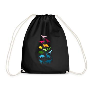 Colorful dinosaurs - Drawstring Bag - black - Front