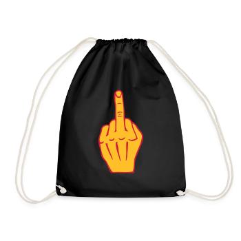 fuck middle finger insult provocation - Drawstring Bag - black - Front