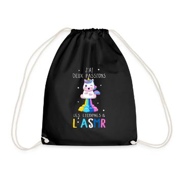 Asmr cadeau drôle licorne - Sac de sport léger - noir - Devant