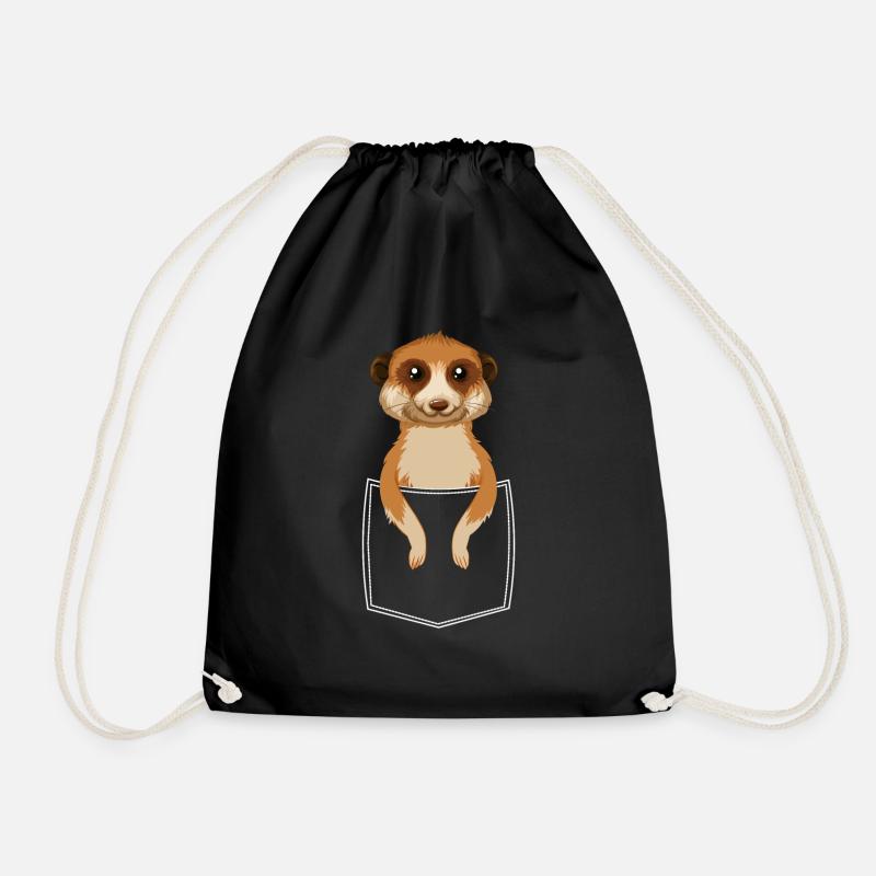 Erdmännchen Meerkat in Brusttasche Pocket - Turnbeutel - Schwarz