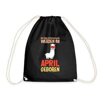 April Geburtstag Alpaka Spruch Lustig - Turnbeutel - Schwarz - Vorne