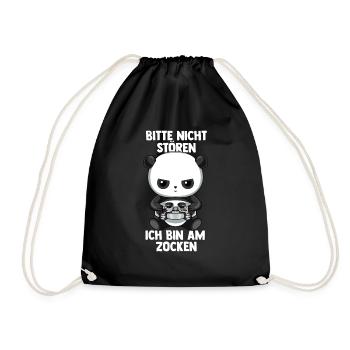 Bitte Nicht Stören Ich Bin Am Zocken Panda - Turnbeutel - Schwarz - Vorne