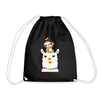 LBGT Flag Gay Pride Human Vintage Rainbow - Drawstring Bag - black - Front