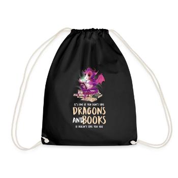 Drache Drache und Buch Drachenliebhaber Geschenk - Turnbeutel - Schwarz - Vorne