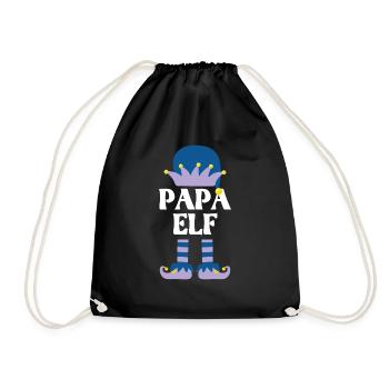 Papa Elf Papa Elf Geschenk - Turnbeutel - Schwarz - Vorne