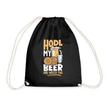 HODL My Beer And Watch This Cryptocurrency Mining - Drawstring Bag - black - Front
