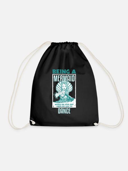 Mermaid Is Cool But Need Legs To Dance - Turnbeutel - Schwarz