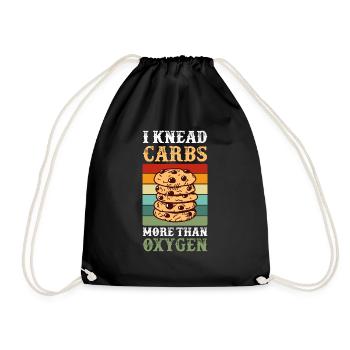 Knead Carbs More Than Oxygen Baking - Drawstring Bag - black - Front