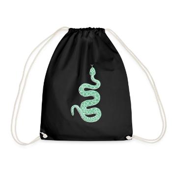 "Snake", boho line art design, series "Desert" - Drawstring Bag - black - Front
