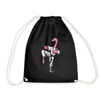 Flamingo Bird Karate - Drawstring Bag - black - Front