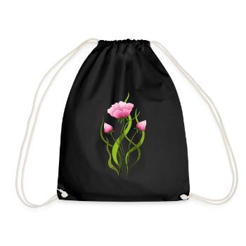 Flowers - Drawstring Bag - black - Front