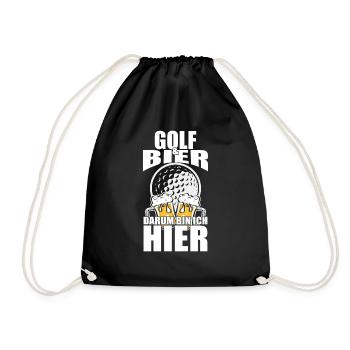 Funny saying: Golf beer, that's why I'm here - Drawstring Bag - black - Front