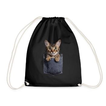 Exotische Kurzhaarkatze in der Tasche Geschenk - Turnbeutel - Schwarz - Vorne