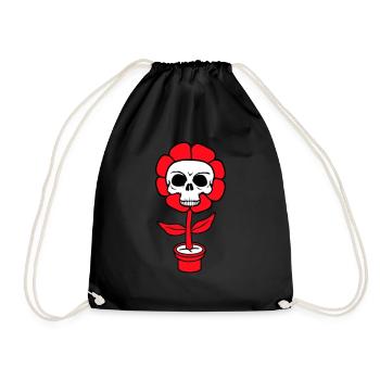 Evil Halloween Flower Skull Skull Horror Pot - Drawstring Bag - black - Front