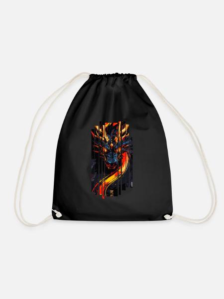 Roter Fantasy-Drache - Turnbeutel - Schwarz
