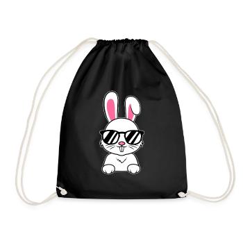 Lapin avec lunettes de soleil Lapin Bunny Lover - Sac de sport léger - noir - Devant