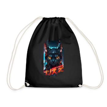 Cyber chat Urban city neon - Drawstring Bag - black - Front