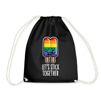 Let's stick together lustig Schwules Paar Eis LGBT - Turnbeutel - Schwarz - Vorne