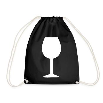 Wine Wine Glass - Drawstring Bag - black - Front