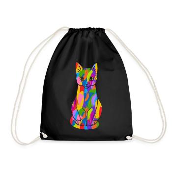 Katze Bunt - Turnbeutel - Schwarz - Vorne
