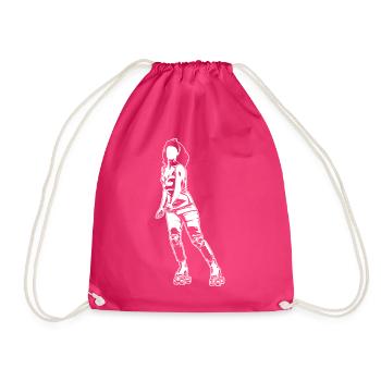 Roller Skater Girl - Drawstring Bag - fuchsia - Front