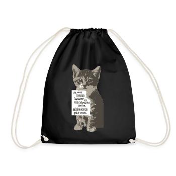 Ich muss nicht immer im Mittelpunkt stehen KATZE - Turnbeutel - Schwarz - Vorne