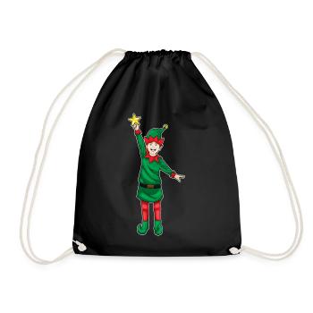 Elven Christmas Poinsettia - Drawstring Bag - black - Front