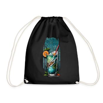 Island Delight: Tropical Cocktail Bliss - Drawstring Bag - black - Front